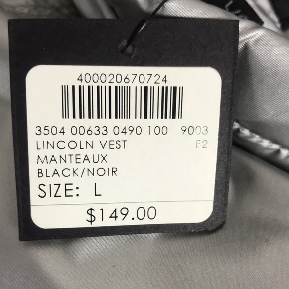 CLUB MONACO LINCOLIN VEST MANTEUX BLACK/NOIR MENS SIZE L - Picture 9 of 12